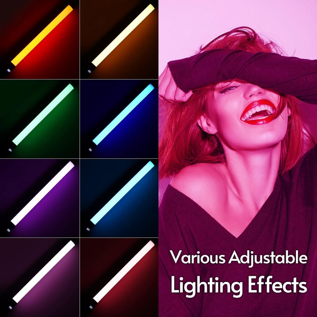 بطول 50 سم – ضوء تصوير محمول مع ألوان قابلة للتعديل وجهاز تحكم عن بُعد LED RGB