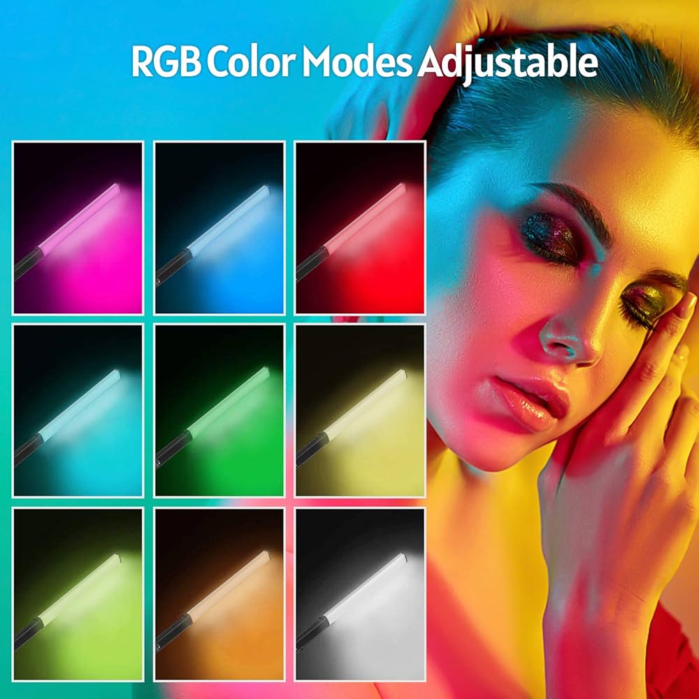 بطول 50 سم – ضوء تصوير محمول مع ألوان قابلة للتعديل وجهاز تحكم عن بُعد LED RGB