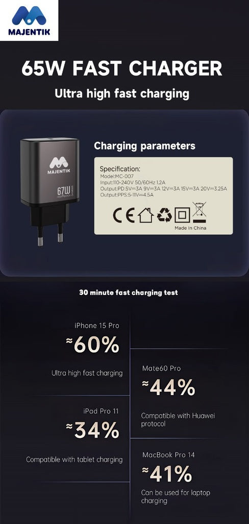 67W سريع | USB من نوع Type-C MC-007 Majentik شاحن محول حائط