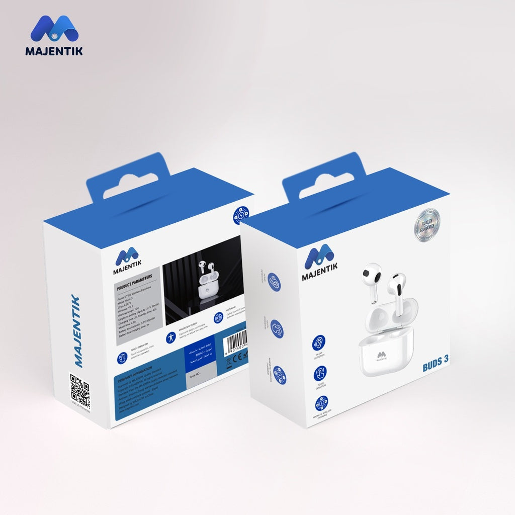 Majentik Buds 3 Wireless Earbuds with Bluetooth 5.3 and 300mAh Charging Case