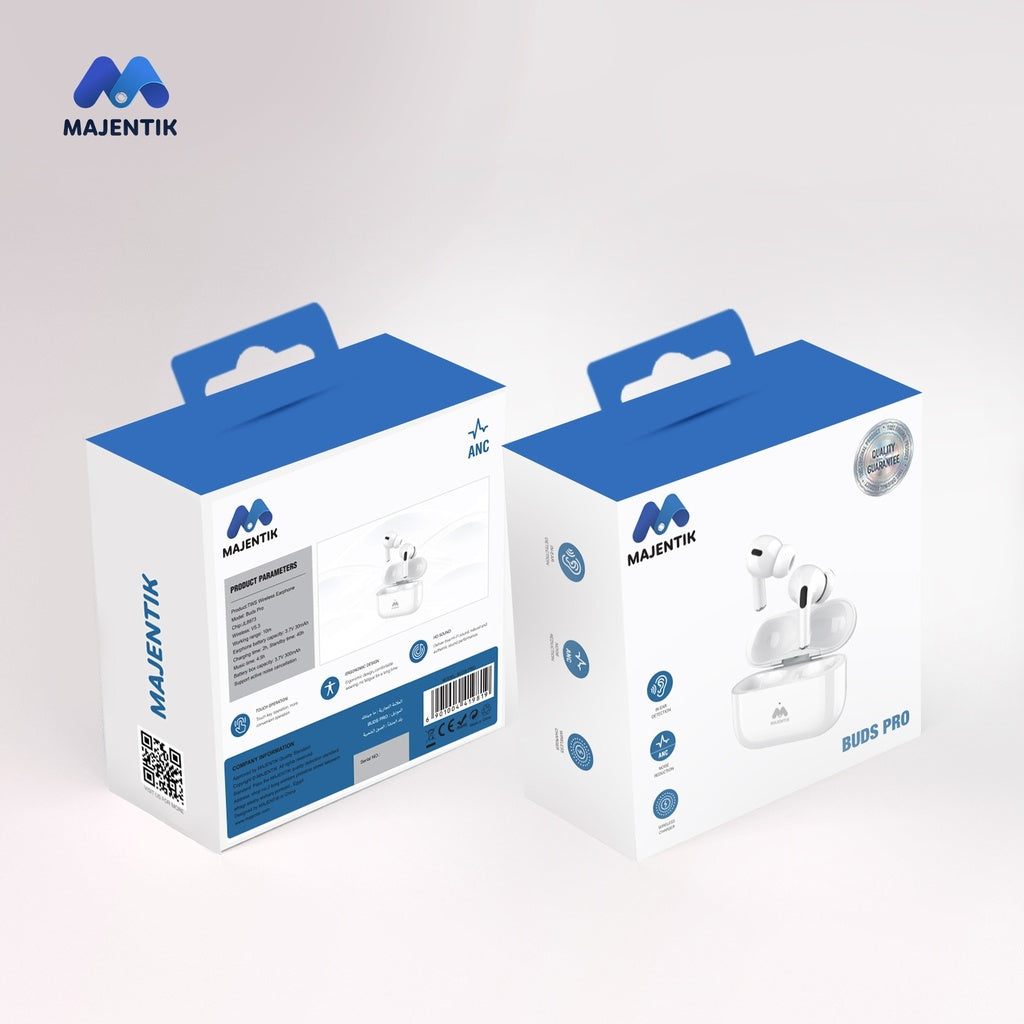 Majentik Buds Pro Wireless Earbuds with ANC and HD Sound – Bluetooth 5.3, 250mAh Charging Case