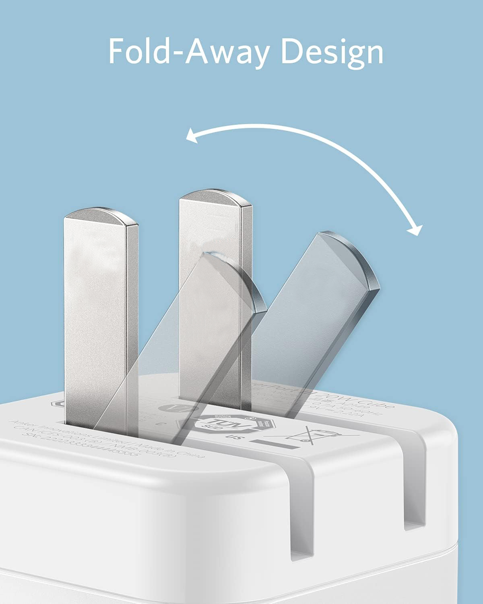 بقوة 20 واط – قابس قابل للطي، iPhone والمزيد شحن شاحن Anker USB-C سريع لـ