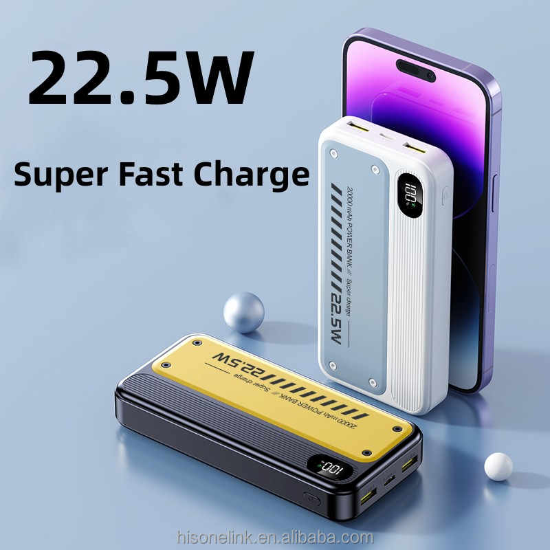 High-Capacity 20000mAh Power Bank – 22.5W Super Fast Charging – Dual USB & Type-C – Digital Display