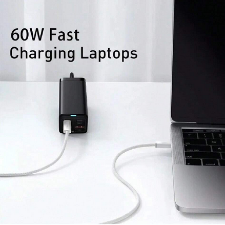 USB-C إلى USB-C (1 متر) –كابل شحن سريع مضفر توصيل طاقة 60 واط 