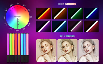  بطول 50 سم – ضوء تصوير محمول مع ألوان قابلة للتعديل وجهاز تحكم عن بُعد  LED RGB